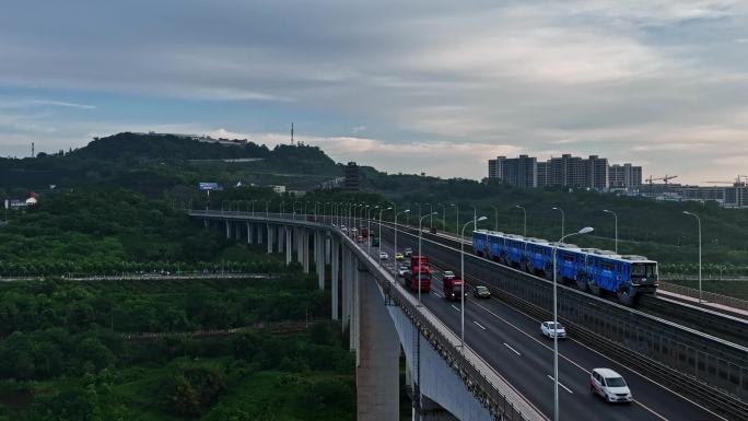 重庆城市风光航拍轨道交通