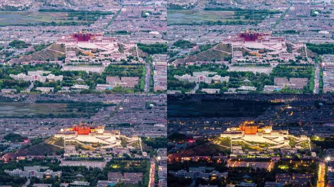 布达拉宫日转夜延时摄影素材