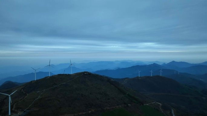 航拍大山风力发电环保能源4K
