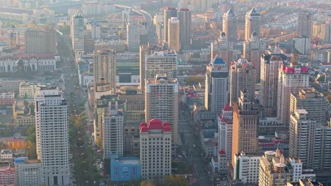 中国黑龙江哈尔滨城市风光航拍