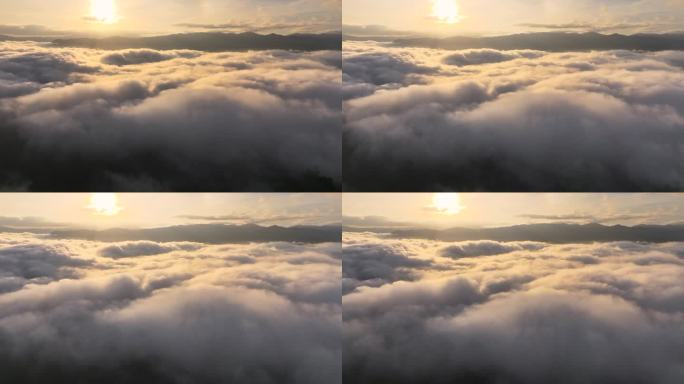 泰国南部的雅拉省，空中无人机拍摄的早晨有很多雾和薄雾的雨林