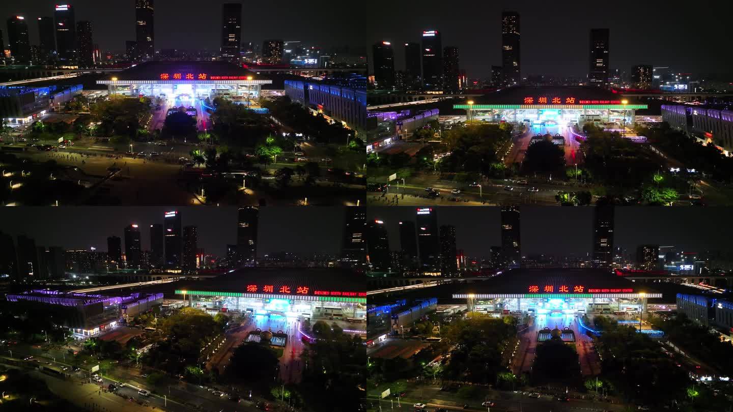 深圳火车北站夜景航拍