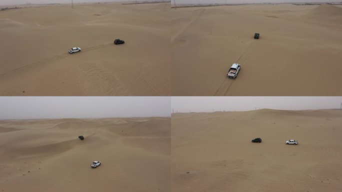 2K航拍新疆塔克拉玛干沙漠行车2