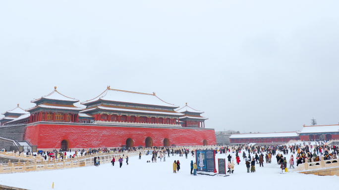 4k北京故宫天安门雪景实拍