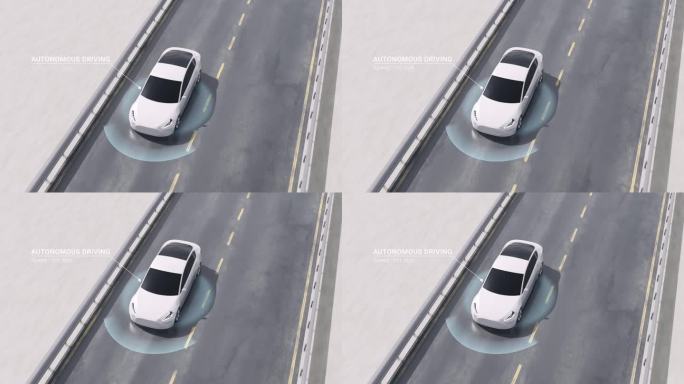自动驾驶汽车在高速公路上的雷达扫描