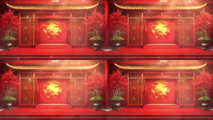 中式建筑背景红色视频素材