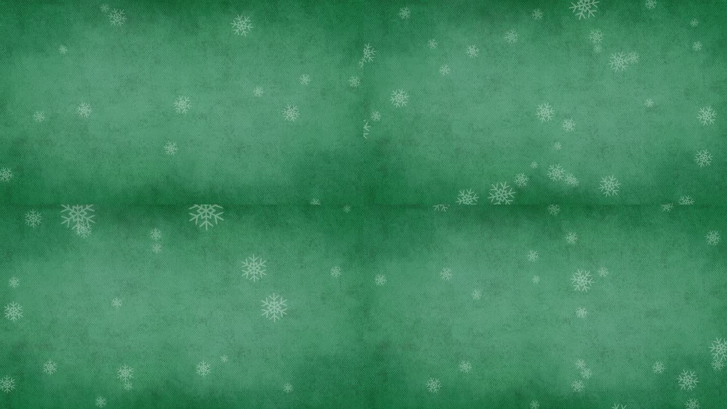 打开背景动画的雪花落在绿色水彩背景