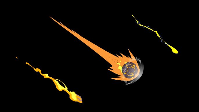 ♥三组流星火流星陨石动画素材 透明通道