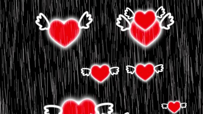 爱心下雨飞翔 节日表白婚礼红心心形下雨