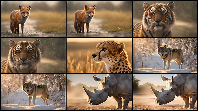 唯美的动物世界：狐狸，狼，老虎，猎豹犀牛