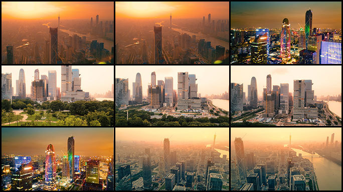 合集广州琶洲新区国际化大都市霓虹美景4K
