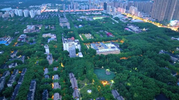 湖北武汉华中科技大学航拍校园风景风光美景