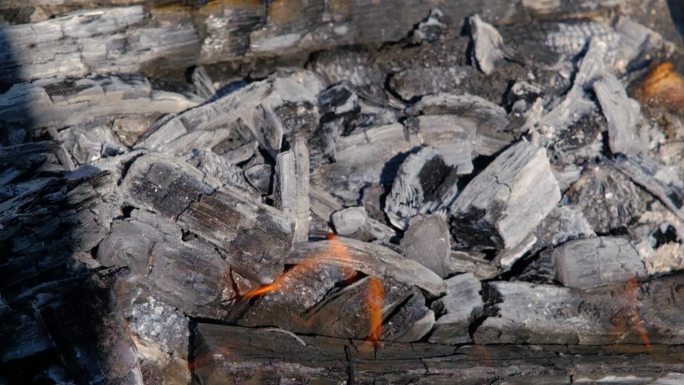 烧烤用清洁的棒材和切碎的木头慢动作