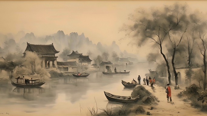 中国风国风国画山水画水墨画古风中国文化