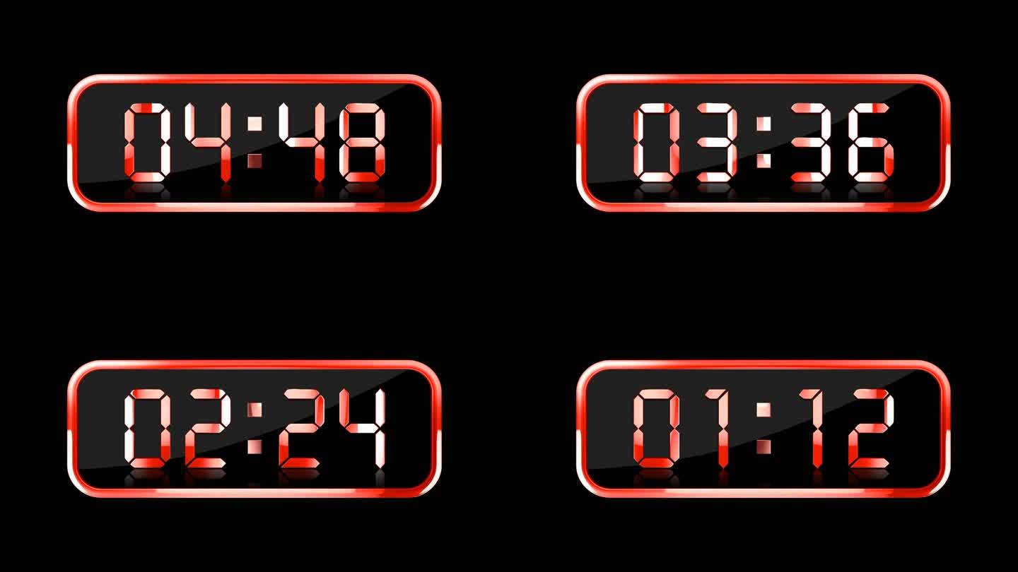 红色液晶数字计时器通道视频6分钟