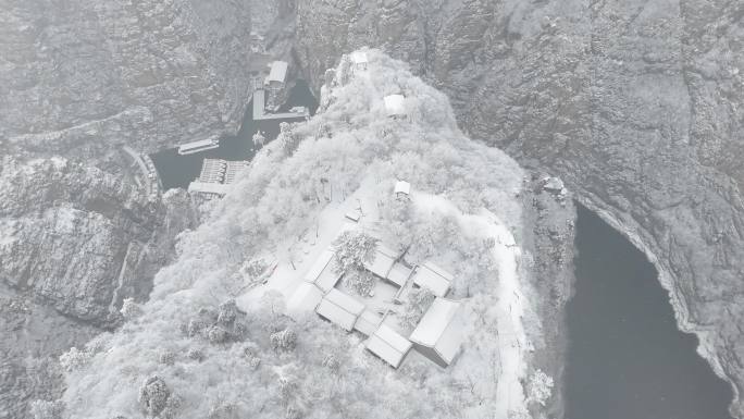 龙庆峡风景区雪景航拍视频4