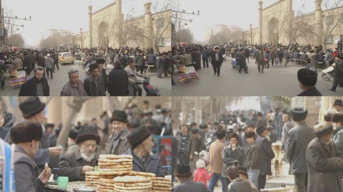 新疆 和田 街道上的人流