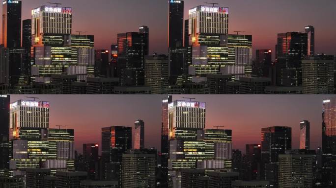 深圳湾金地威新中心建筑群夜景航拍