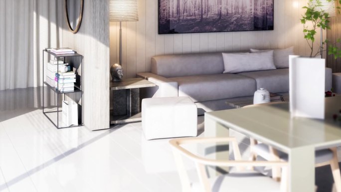 白木设计的阁楼草稿与家具-可循环的3D可视化