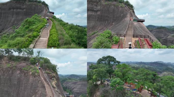 航拍郴州高椅岭旅游区网红地登天云梯景点