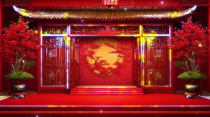 中式红色背景结婚婚礼