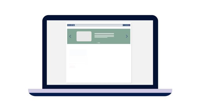 动画网站设计界面上的现代笔记本电脑。网页主页线框图在计算机上显示。4K在线网站视频