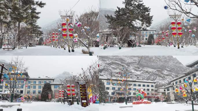 龙庆峡风景区雪景航拍视频11