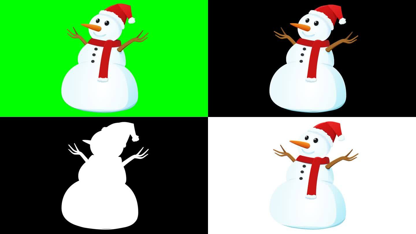 圣诞雪人快乐(循环，绿屏，alpha通道)