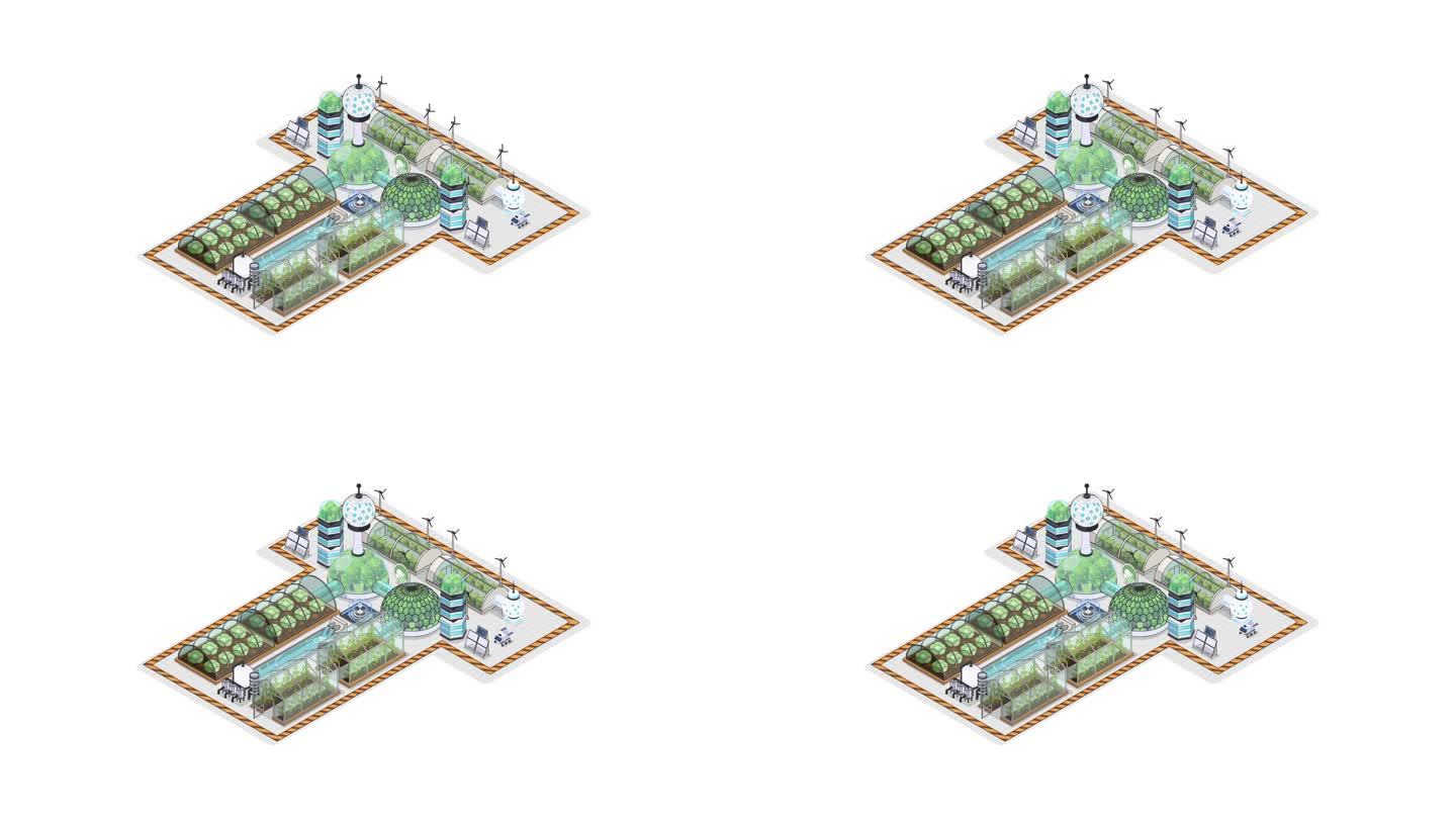 2.5D等距温室科幻场景外星基地火星