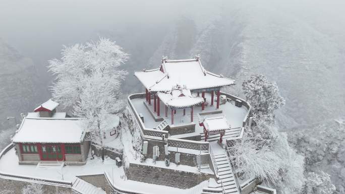 龙庆峡风景区雪景航拍视频7
