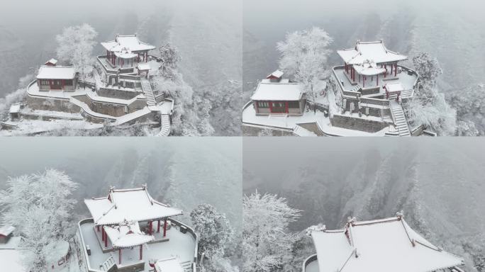 龙庆峡风景区雪景航拍视频7