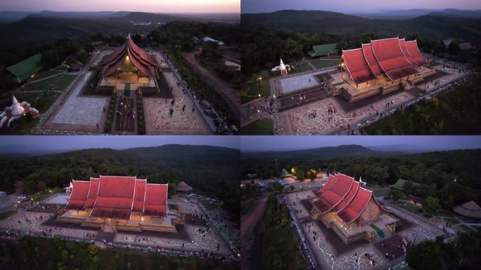 鸟瞰泰国乌汶的诗琳通瓦楞寺