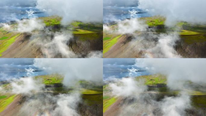 云层在青山山脉鸟瞰图