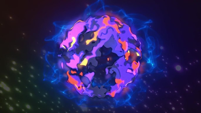 紫色液体闪烁能量球。具有魔力的抽象球体发光。能量和强大的球体