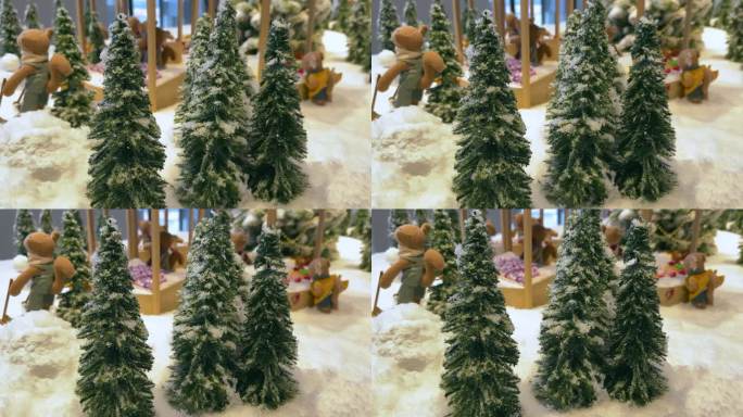 神奇的微缩:在雪景中的小圣诞树