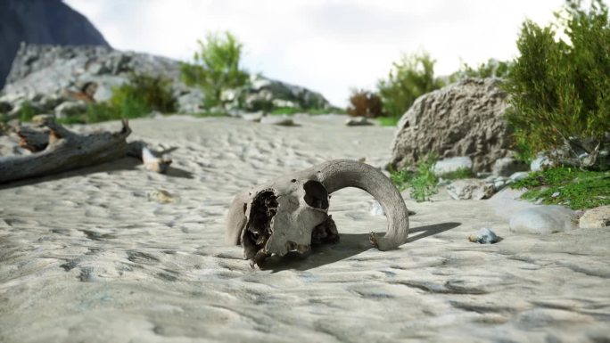 沙滩上的小动物头骨