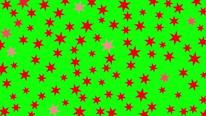活跃的红星闪耀。星空魔法背景。平面矢量插图隔离在绿色背景上。