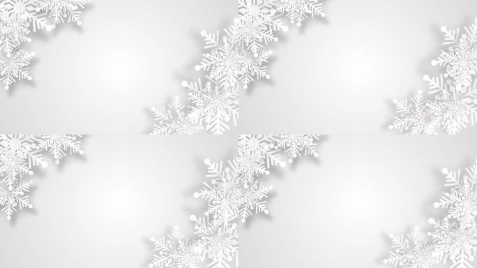 雪花设计的冬天与地方文本空间。抽象纸工艺雪花白色背景。送给冬天的贺卡。循环。