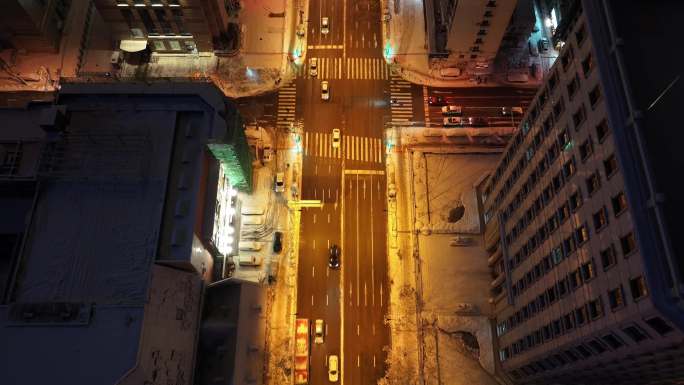 大连中山广场友好广场城市夜景车流航拍