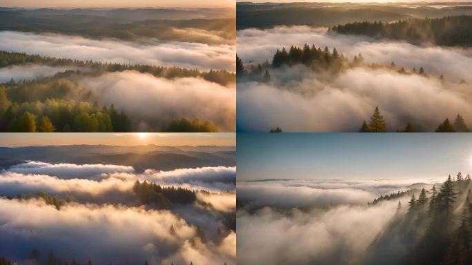 大自然森林光影云雾天然氧吧清晨山间云雾