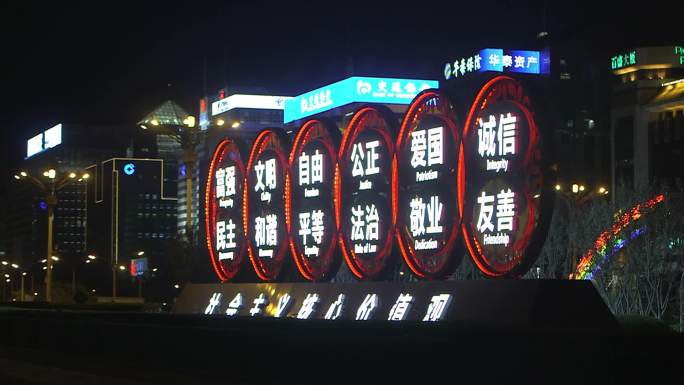 北京城市街道夜景车流长安街