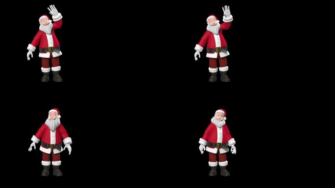 3D卡通圣诞老人跳进来，挥手后开始眨眼
