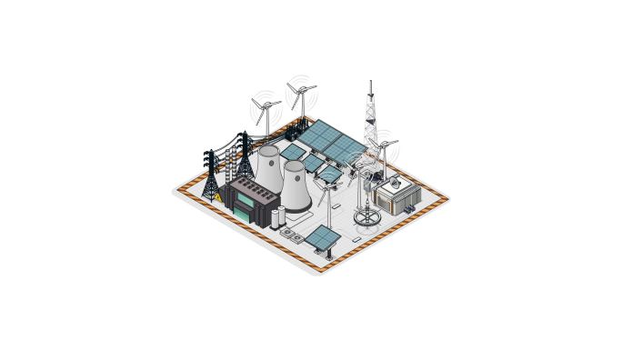 2.5D 等距 发电站清洁能源二维动画