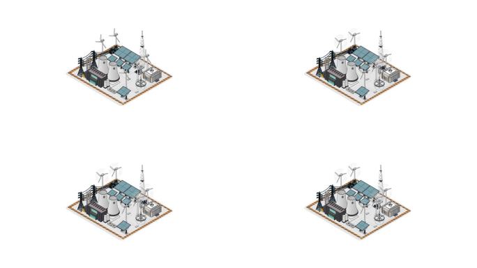 2.5D 等距 发电站清洁能源二维动画