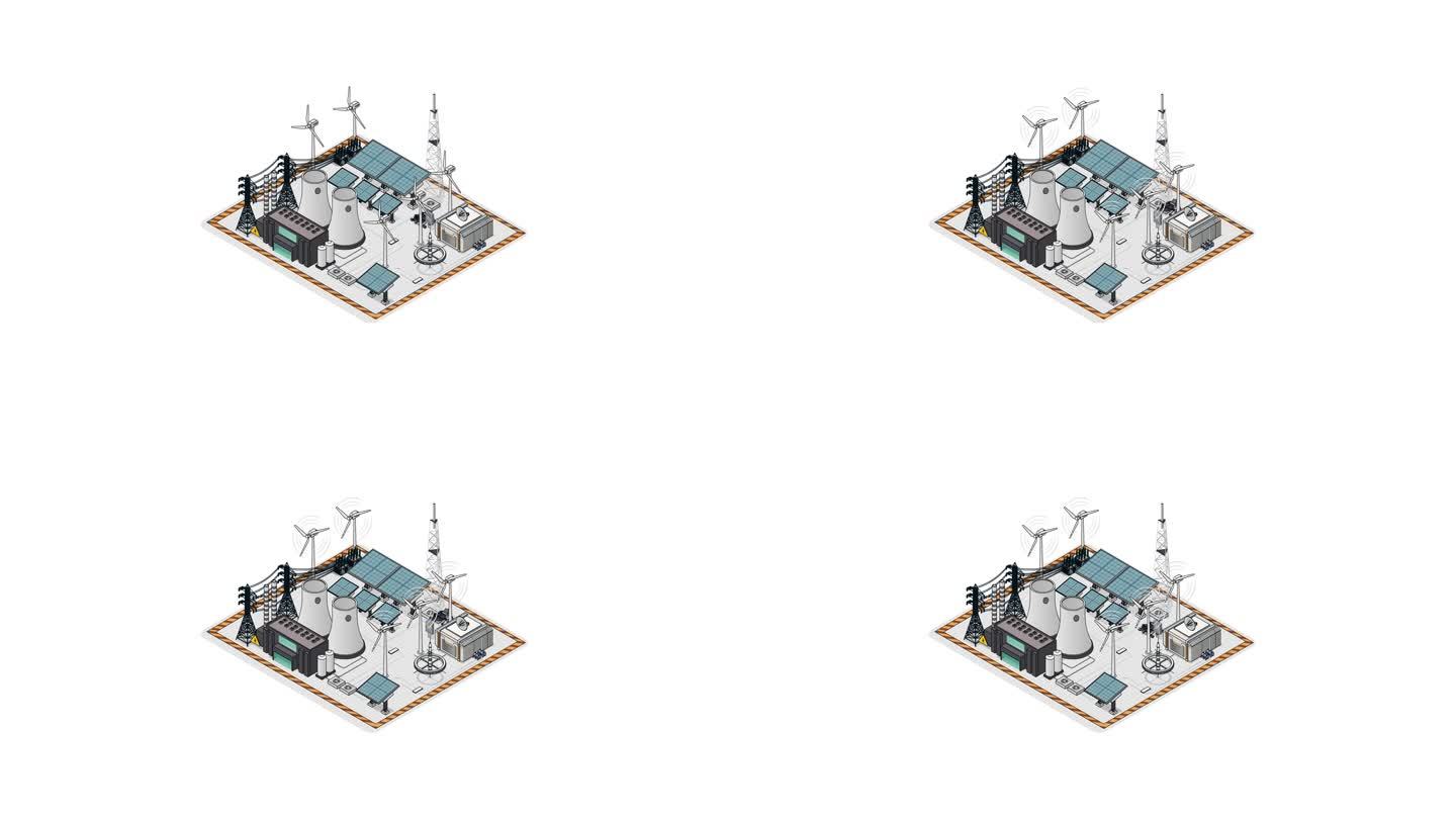 2.5D 等距 发电站清洁能源二维动画