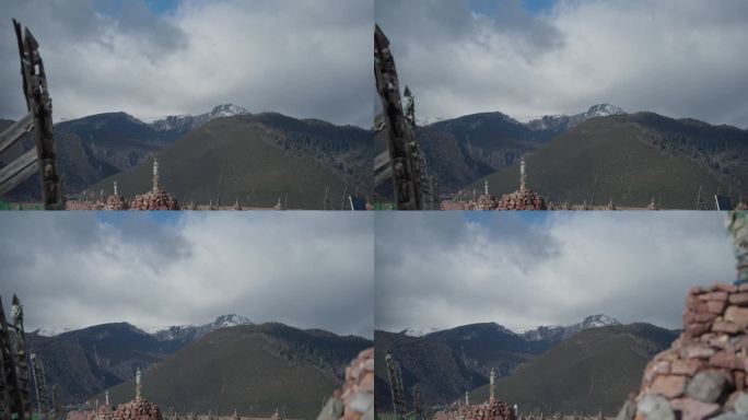 4K拍摄雪山下的玛尼堆