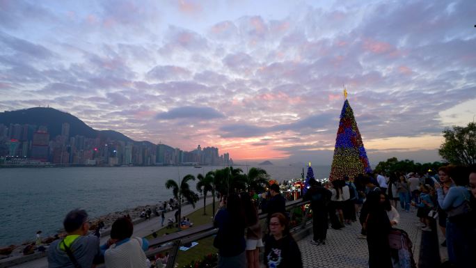 4K香港冬日旅游节西九龙圣诞小镇圣诞节4