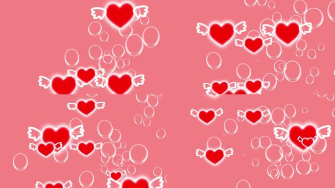 爱心气泡飞翔粉红色节日表白婚礼