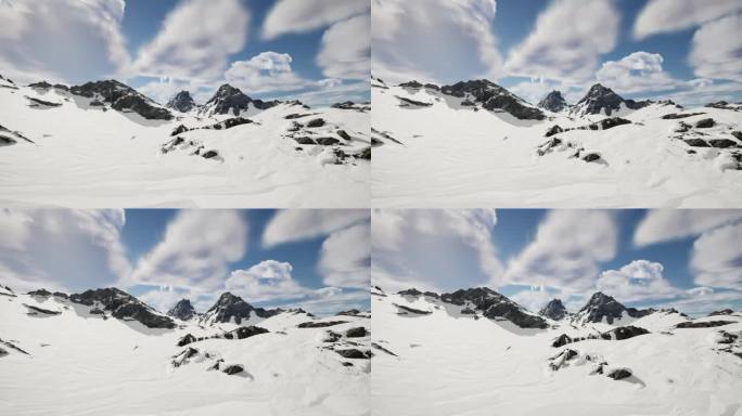喜马拉雅山珠穆朗玛峰美丽的山脉冬季鼓舞人心的景观雪寒冷的云海空中飞行镜头超过山峰史诗全景自然成功登顶