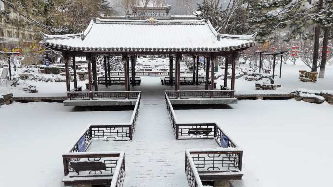 龙庆峡风景区雪景航拍视频13